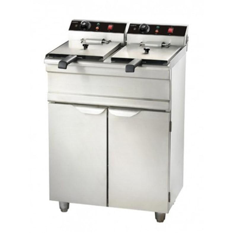 Friggitrice elettrica professionale 2 x 9 litri 2x 3,3 kW Acciaio inox 695x530x970mm COMBISTEEL