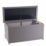 thumbnail of Poly-Rattan Kissenbox HWC-D88, Gartentruhe Auflagenbox Truhe ~ Basic grau, 63x135x52cm 320l