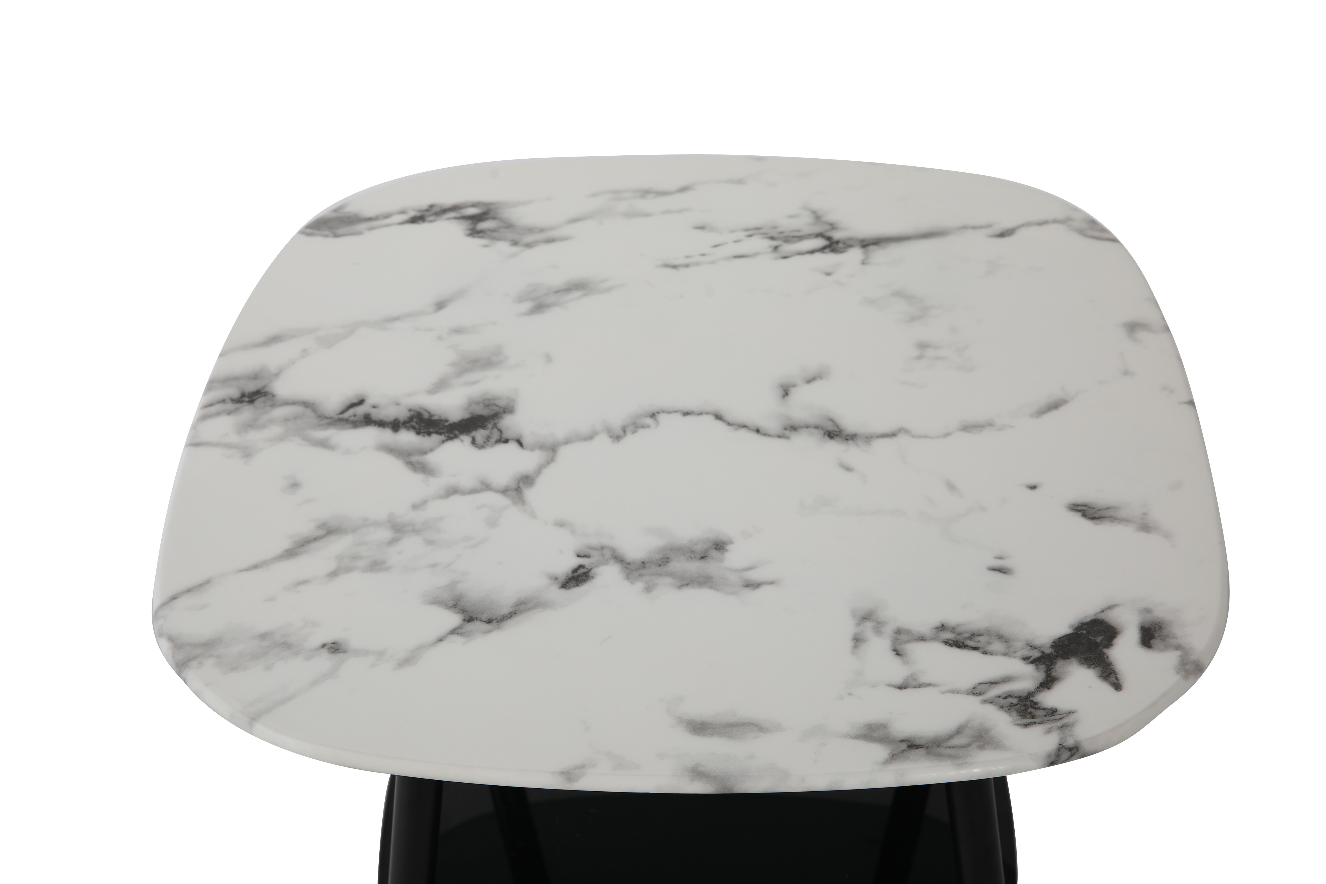 thumbnail of Möbilia Mesa de centro quadrada | 1 prateleira | Mármore de placa de vidro parece branco | Estrutura metálica preta | L55xP55xA55 cm