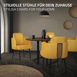 thumbnail of ML-Design Esszimmerstuhl Senf, Stoff, Armlehnen & Rattan-Optik Rückenlehne, Metallbeine, ergonomischer Polsterstuhl Esszimmer Küche