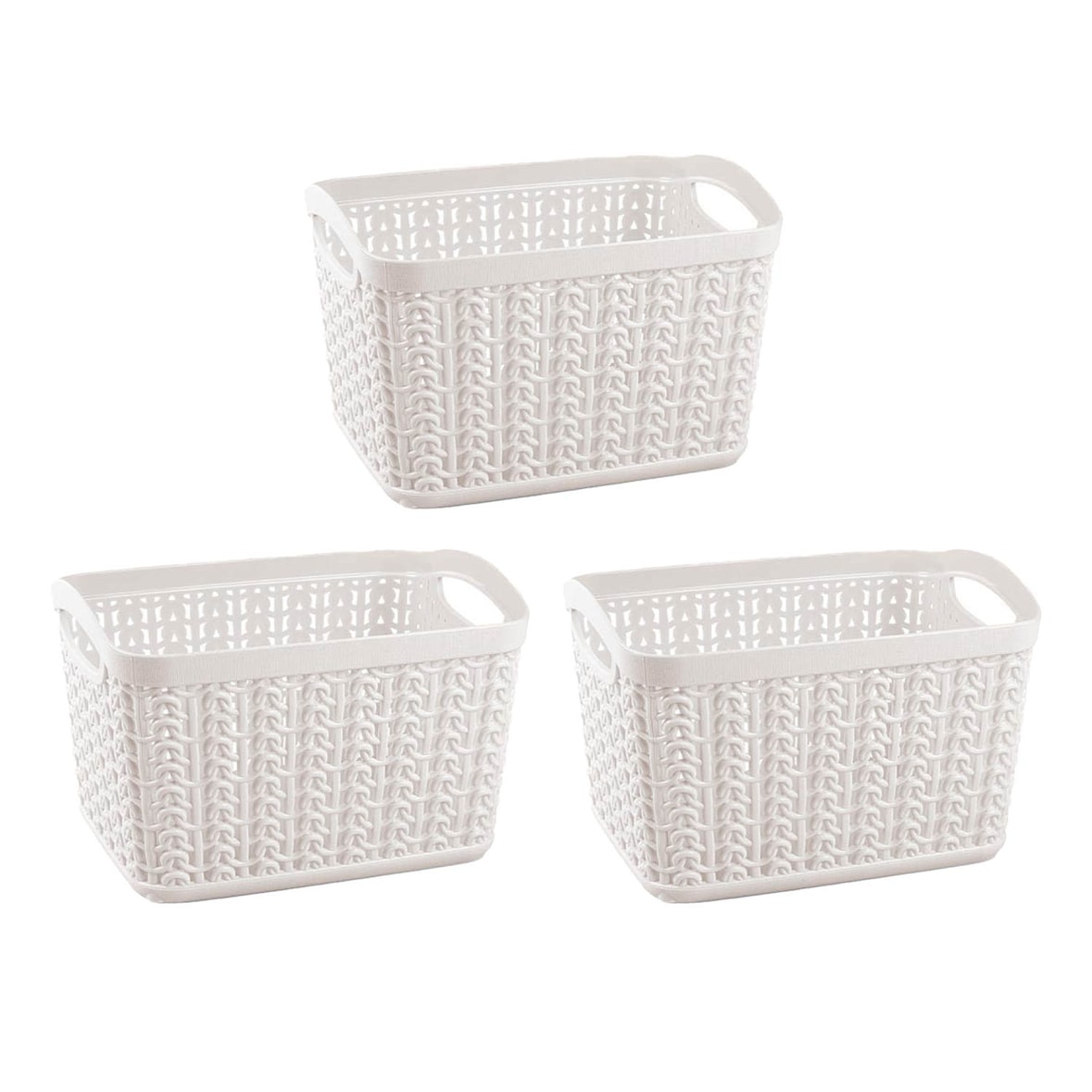 Set mit 3 rechteckigen Körben 1,5 Liter weiß 7house