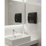 thumbnail of SET: Falthandtuchspender INFINITY Schwarz matt + 2.000 Blatt Handtuchpapier Zick-Zack PREMIUM Zel-TAD, Interfold, weiß, 2-lagig