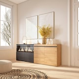 thumbnail of Sideboard, Mobil, Küche, Sideboard, Dielenschrank, 210, 4 Türen, XXL Elektrokamin, Moderner Stil, Eiche und Schwarz _ 417_3