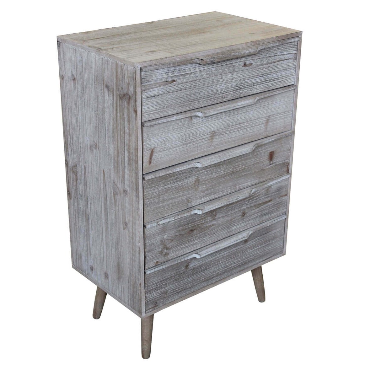 ANGELINE mobiletto 5 cassetti in paulownia e mdf industrial 60x40x95 colore Tortora