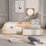 thumbnail of Polsterbett 90x200 mit Stauraum und Lattenrost–klassisches Design aus hautfreundlichem Samt in Beige für komfortable Schlaf- und Aufbewahrungslösungen