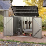 thumbnail of COSTWAY Contenedor para 2 cubos de basura con ruedas, metal galvanizado, cubo de basura con 2 puertas y tapa abatible