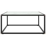 thumbnail of vidaXL Couchtisch Schwarz mit Weißem Glas in Marmor-Optik 80x80x35 cm