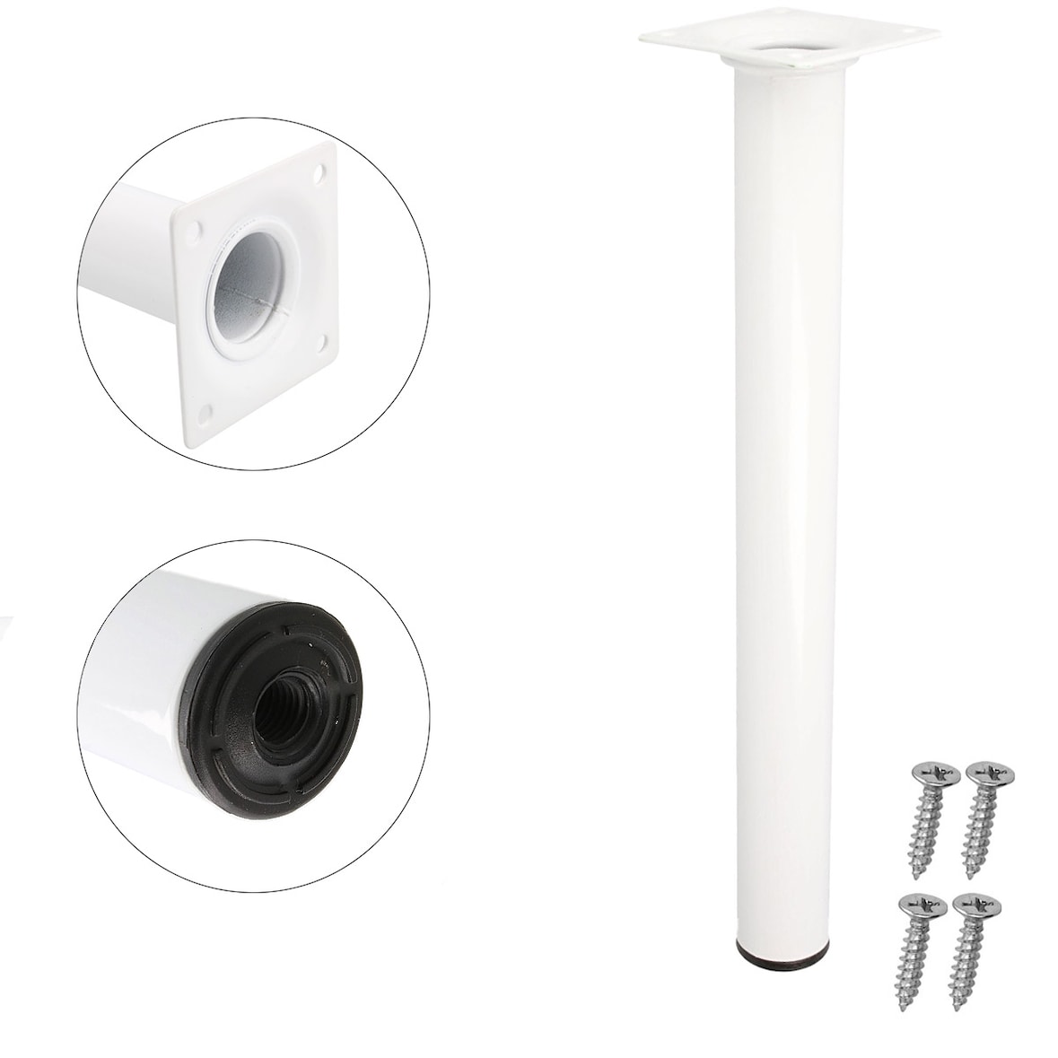 Schrankfuss 350mm Weiß rund ø 30mm Möbelfuss Möbelbein Tischstempel Sesselfuss