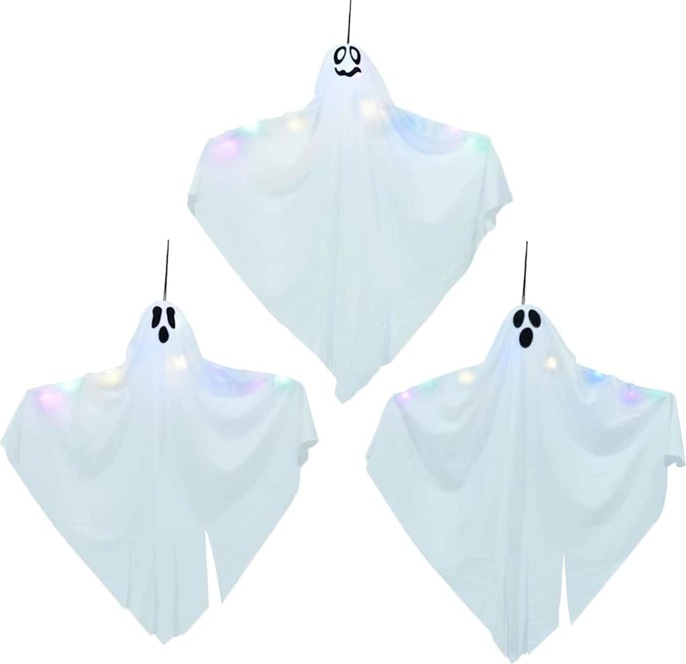 vidaXL Hängender Halloween Geist mit 3 LEDs 3 pcs Weiß 52 x 62 cm