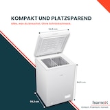 thumbnail of homeX Gefriertruhe, Tiefkühltruhe klein - 98L Nutzinhalt, 4-Sterne Gefrieren, Kühltruhe mit Super-Frost-Funktion, weiß