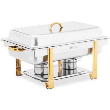 Royal Catering Chafing Dish - GN 1/1 - Accenti dorati - 9 L - 2 celle a combustibile -