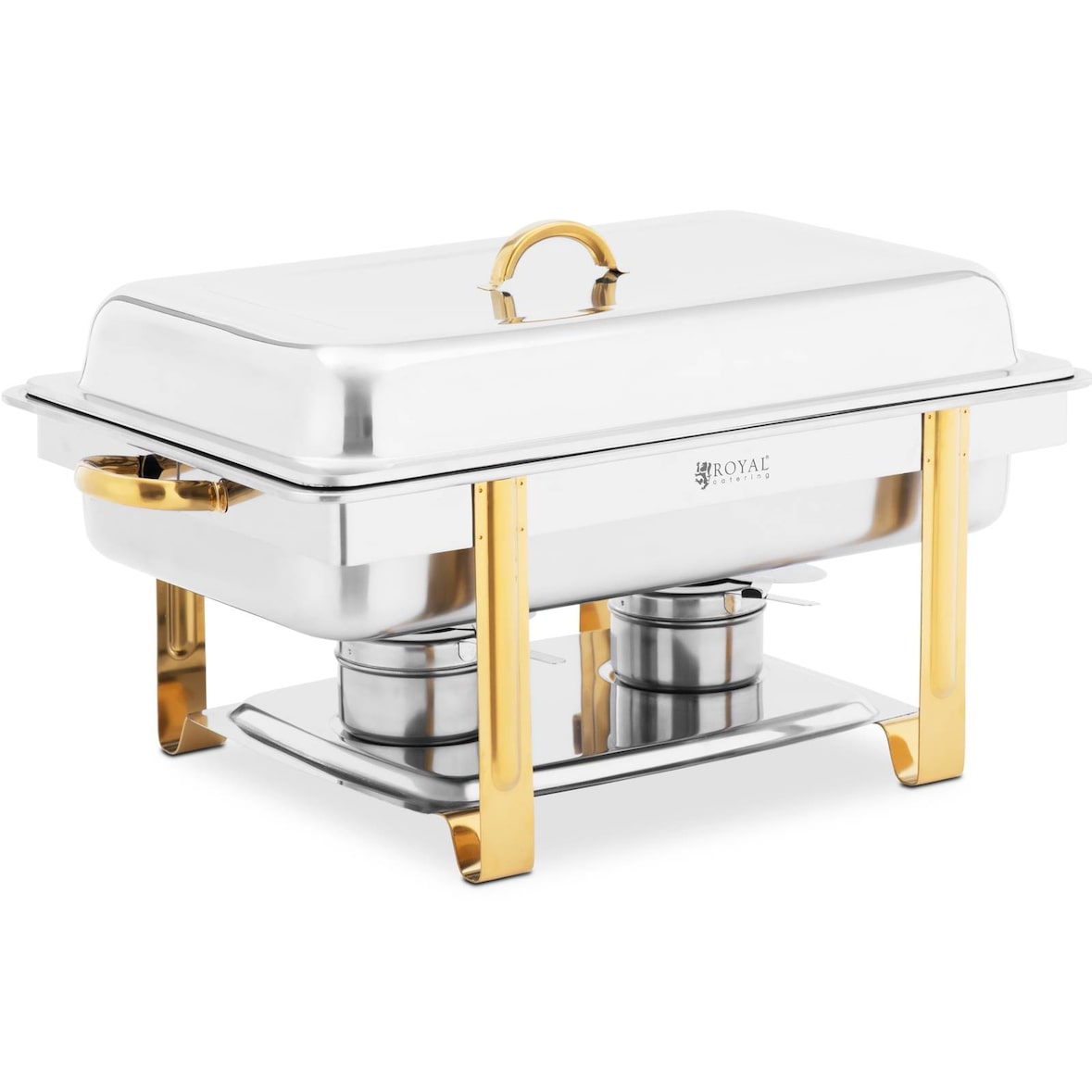 Royal Catering Chafing Dish - GN 1/1 - Accenti dorati - 9 L - 2 celle a combustibile -
