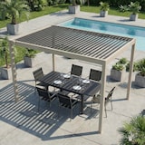 thumbnail of CRO Pergola bioclimatica rettangolare in alluminio con lamelle orientabili manualmente - colore effetto teak - misure: 390x300 h. 250 cm
