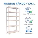 thumbnail of SimonRack Estanteria Metalica, 2500x900x400 mm, 6 Alturas, Bandeja Metal, 180 kg de Punto Flexión, Estanterias Almacenaje, Blanco - Simonclick