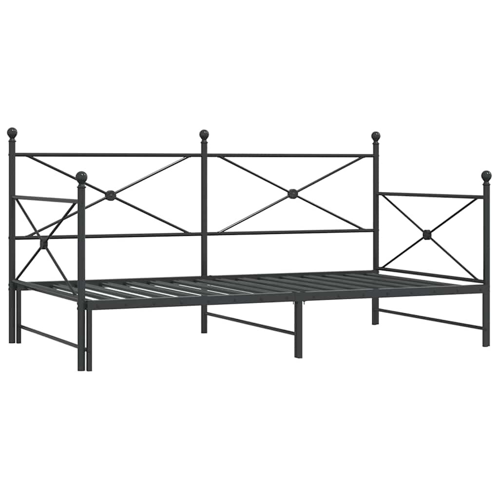 vidaXL Tagesbett Ausziehbar ohne Matratze Schwarz 100x190 cm Stahl