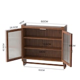 thumbnail of Hängeschrank mit Glastüren 63x60x18  Braun mit Fluted Glas und Handtuchhalter, 3 Ebenen, Vintage Design, Massivholz+MDF