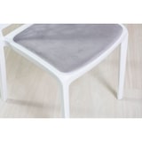 thumbnail of Set de 6 sillas de polipropileno con cojín, apilables, diseño moderno para cocina, comedor, bar o restaurante – Anna – Blanco/Gris