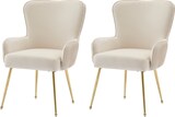 thumbnail of Esszimmerstuhl 2er Set Samt Beige+Gold 83x57x53 cm mit Armlehnen, Lendenstütze und höhenverstellbaren Füßen, komfortabel & stabil
