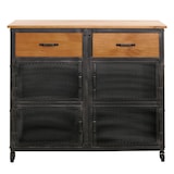 thumbnail of Cómoda HWC-N28, mueble, ruedas 2 cajones, estructura 3D metal industrial retro madera 90x100x40cm ~ negro, natural