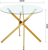 thumbnail of Esstisch Glas Metall Gold rund für 2-4 Personen mit verstellbaren Gleitern
