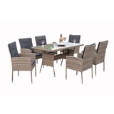 thumbnail of Merxx Menorca Set 19tlg., 6 Sessel inkl. Sitz- und Rückenkissen, 1 Tisch 140 x 80 cm, Stahl/Kunststoffgeflecht