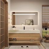 thumbnail of 【YT9865-140K】Waschbecken ,Wandspiegel ,Wandschrank, Wand-Waschbecken, Waschtisch mit Aufsatzbecken, Spüle mit Armaturenloch 140*55cm