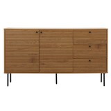 thumbnail of Kommode HWC-N78, Sideboard, 3 Schubladen 2 Türen, skandinavischer Stil Metall Holz Melamin MVG 85x150x40cm ~ natur