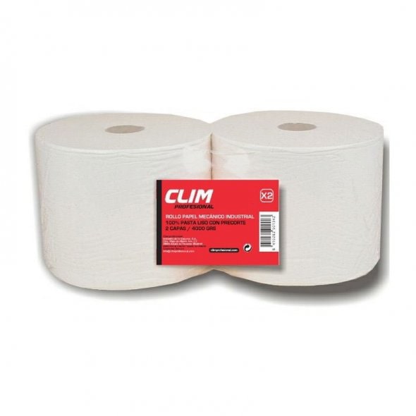 Papel secamanos en bobina industrial rollo XL 2 capas. Pack 2 uds