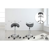 thumbnail of DELUKE® Sattelhocker mit Rollen VOULI Höhenverstellbar, Drehbar Kunstleder pflegeleicht Rollhocker Arbeitshocker Praxishocker Arzthocker Grau