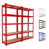 thumbnail of 2 Scaffali In Metallo E MDF Scaffale Ad Alta Portata Fino a 875 kg Con 5 Ripiani Regolabili Per Garage Officina Cantina Magazzino 180x90x40cm (Rosso)