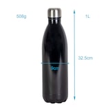 thumbnail of Intirilife Trinkflasche aus Edelstahl in SCHWARZ - 1 Liter Füllmenge - Thermoskanne Isolierflasche Auslaufsicher Thermosflasche für Wasser Tee Kaffee