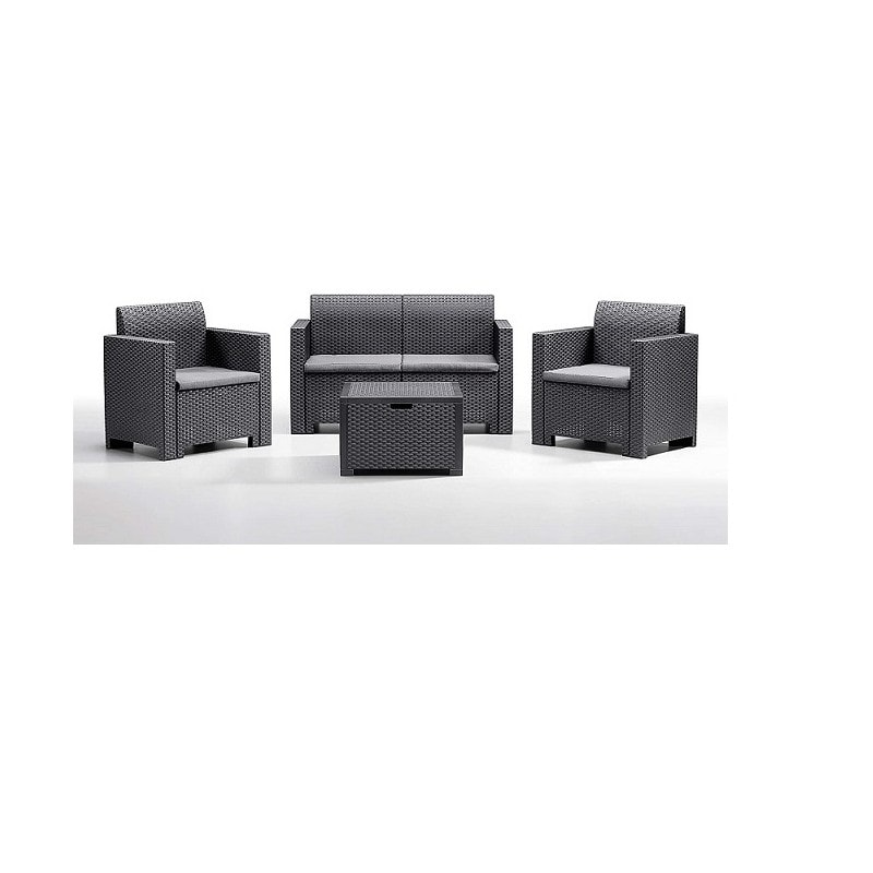Canapé deux places Bica Nebrasca anthracite effet rotin