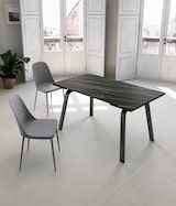 thumbnail of Ausziehbarer Tisch Dylan mit mattschwarzer Marmorkeramikplatte und anthrazitfarbenen Metallbeinen – Maße 140/200 x 80 cm – Modernes Design