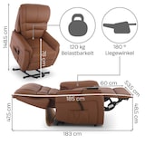 thumbnail of Fernsehsessel mit Aufstehhilfe, Relaxsessel mit elektrischer Liegefunktion, 2 Motoren, 120 kg belastbar, Kunstleder, Cognacbraun, Raburg Jan