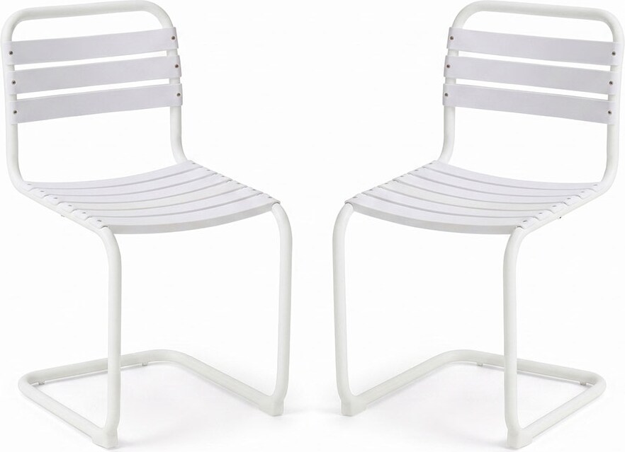 2er-Set Stühle aus Stahl und Polypropylen mit rutschfesten Füßen, modernes Design, für Garten, Terrasse, Küche, Bars und Restaurants – Nadia Weiß
