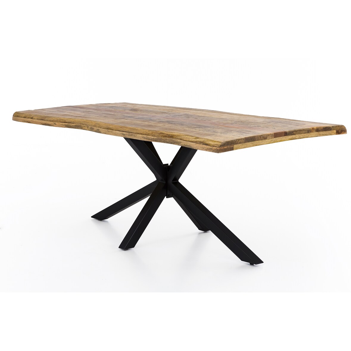 SIT Möbel Baumkante-Esstisch | 180x90 cm | 50 mm Platte Mango natur | Metallgestell schwarz | B 180 x T 90 x H 77 cm | 15251-11 | Serie TABLES & CO
