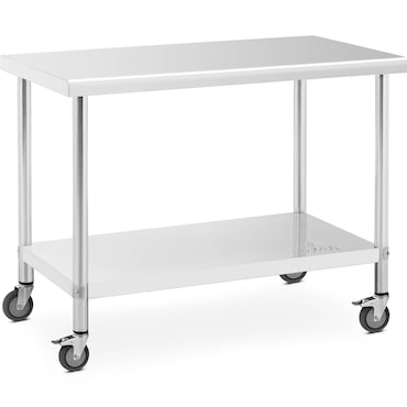 Royal Catering - RVS tafel met wielen - PREMIUM - 60 x 120 cm - 158 kg -