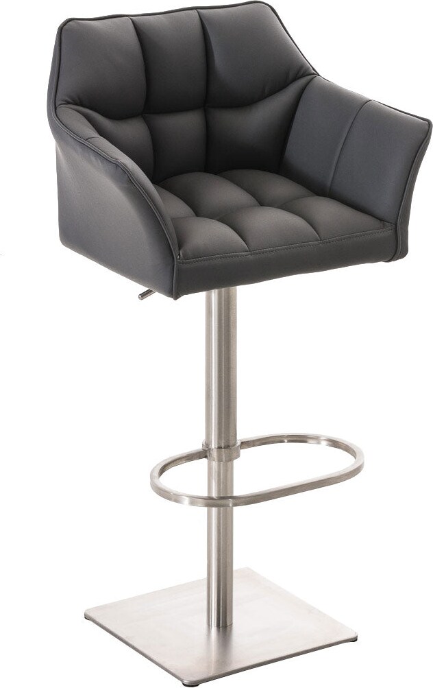 Décoshop26 - Verstellbarer Barhocker x1 in grauem Kunstleder mit gepolsterter umlaufender Sitzfläche und quadratischem 10_0006503