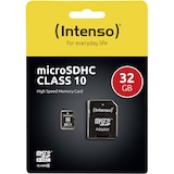thumbnail of Micro-SDHC Speicherkarte, 32 GB, 10MB/s Class 10, mit SD-Adapter für Digital Cameras, Camcorders, Notebooks
