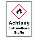 thumbnail of Schild Entzündbare Stoffe Flamme hochkant A2 Rückseite selbstklebend