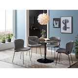 thumbnail of SalesFever Eettafel rond Ø 110 cm | tafelblad MDF marmerlook | metalen onderstel | B 110 x D 110 x H 75 cm | zwart