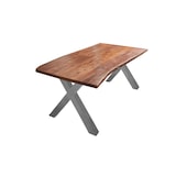 thumbnail of SAM® Esstisch Baumkante massiv Akazie nuss 140 x 80 X-Gestell silber XANTEN