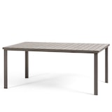 thumbnail of Mesa de jardín rectangular 180x90 cm, estructura de acero y lamas efecto madera, 6 plazas, estilo moderno para jardín o terraza–THOMAS–Tórtola