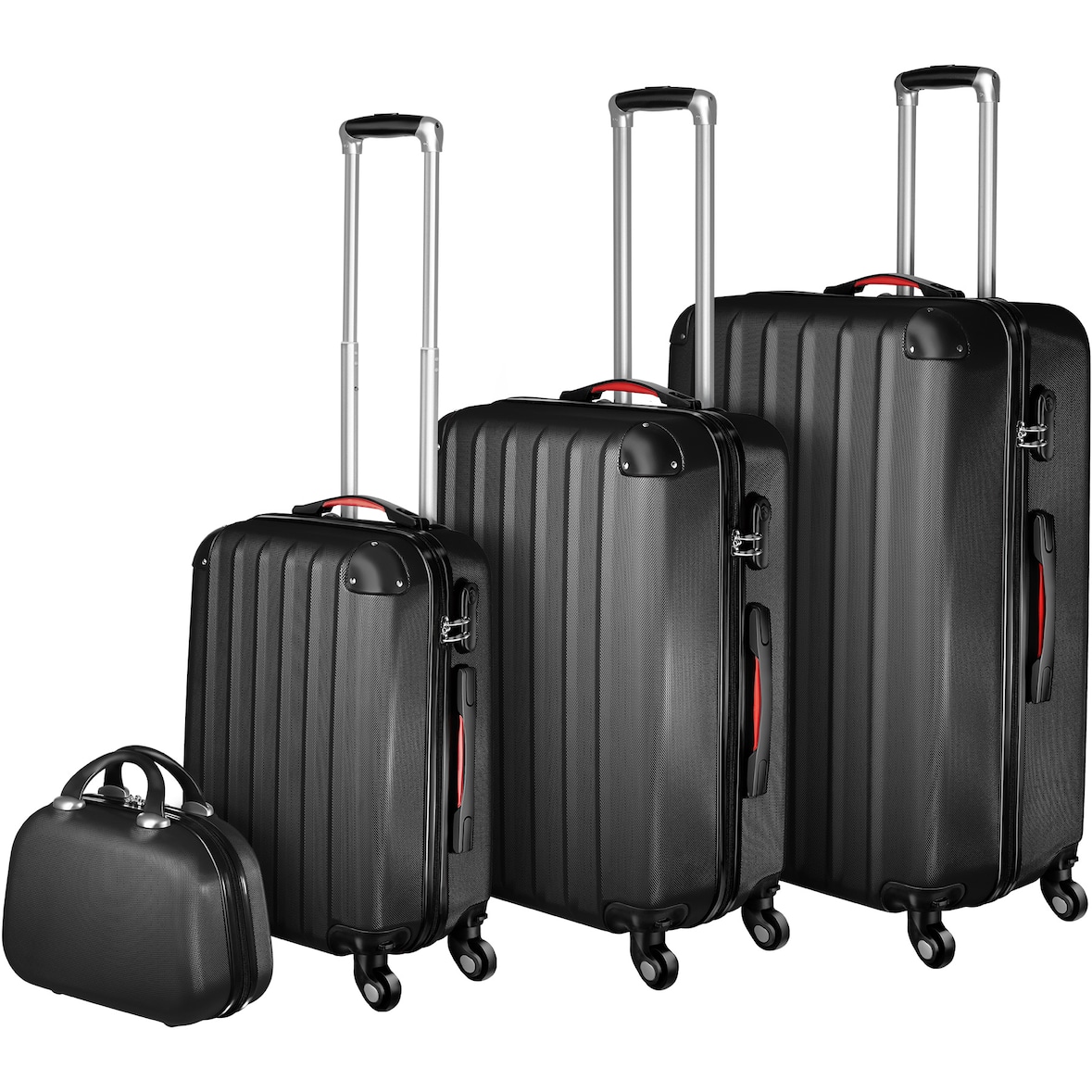 tectake juego 3 maletas rígidas negro Pucci ruedas asas lateral neceser viaje 48x31x75cm set de maletas
