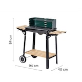 thumbnail of aro Holzkohle Grillwagen, Grillfläche 48 x 28.5 cm, Seiten- und Untenablage, fahrbar, Stahl/Holz, grün