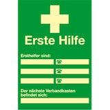 thumbnail of Schild Ersthelfer Verzeichnis zur Selbstbeschriftung,Kunststoff,nachleucht., 200x300 mm