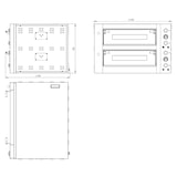 thumbnail of Forno elétrico de pizza para 6 + 6 pizzas 34 cm Ø, 2 câmaras 70 x 105 x 14 cm, gama de temperaturas: 50-450°C, 17,6 kW, 400 V, 11455 Vaiotec