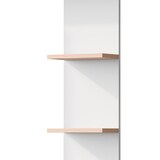 thumbnail of Merax Schreibtisch mit Aufbewahrung, unterer Schrank mit Türen & oberes offenes Regal, 123.5x45x168.5 cm, Weiß/Stabholz-Kontrast