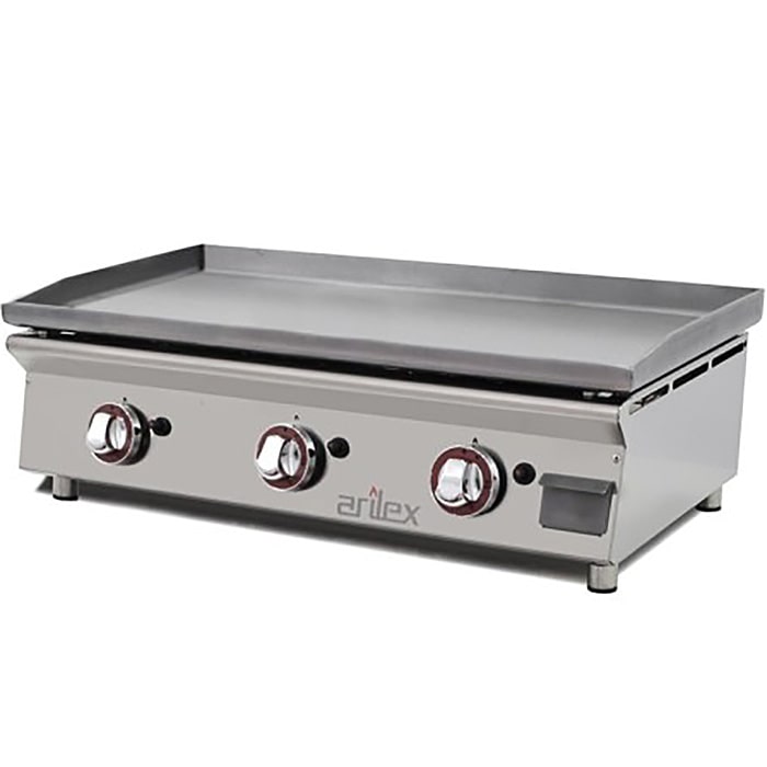 Gril à gaz 80 cm, profondeur 45 cm, 3 brûleurs, acier laminé, Arilex
