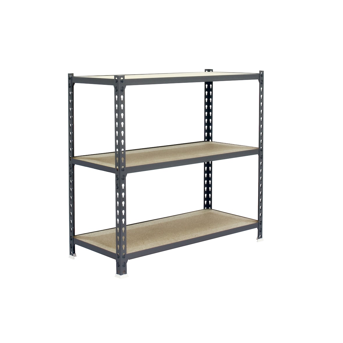 SimonRack Estanteria Metalica, 900x1100x300 mm, 3 Alturas, Bandeja Madera, 200 kg de Punto Flexión, Estanterias Almacenaje, Gris/Madera - Maderclick